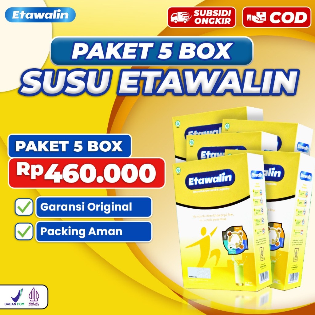 

ETAWALIN 5 BOX Susu Kambing Etawa Susu Terapi Nyeri Sendi Asam Urat RematikKesehatan Tulang Tulang