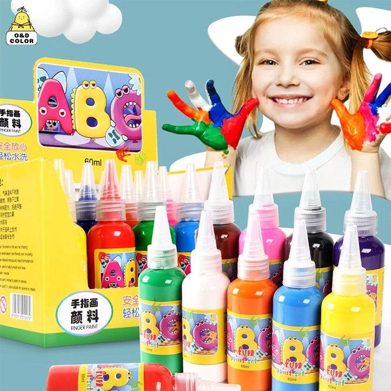 

Cat Anak Fun Finger Paint 60ml 12 Colors non toxic Washable cat posterLukis Anak/ Painting/ Menggambar/DIY graffiti
