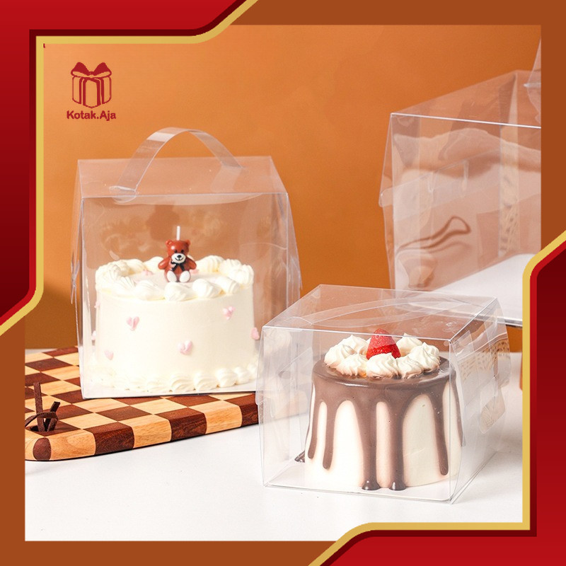 

Kotak Mika Kue Transparan Handle / Cake Box With Handle / Box Bento Cake / Box Cake Mini I HD01-HD02