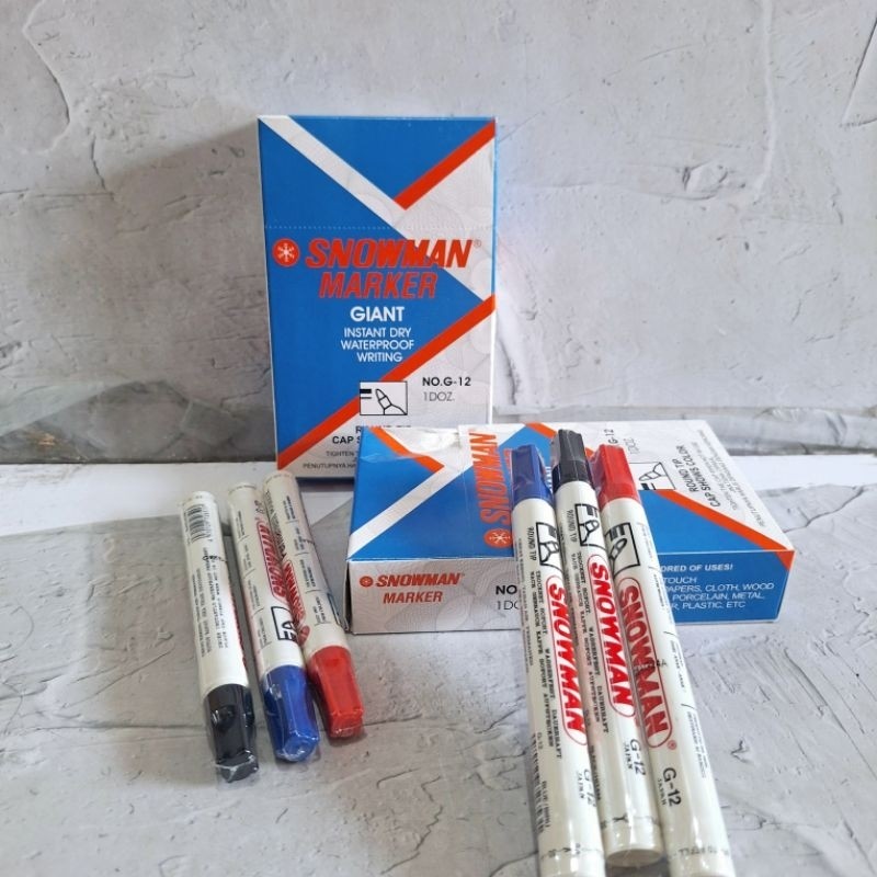 

(60 Lusin) Spidol Permanent Snowman G-12 Kartonan