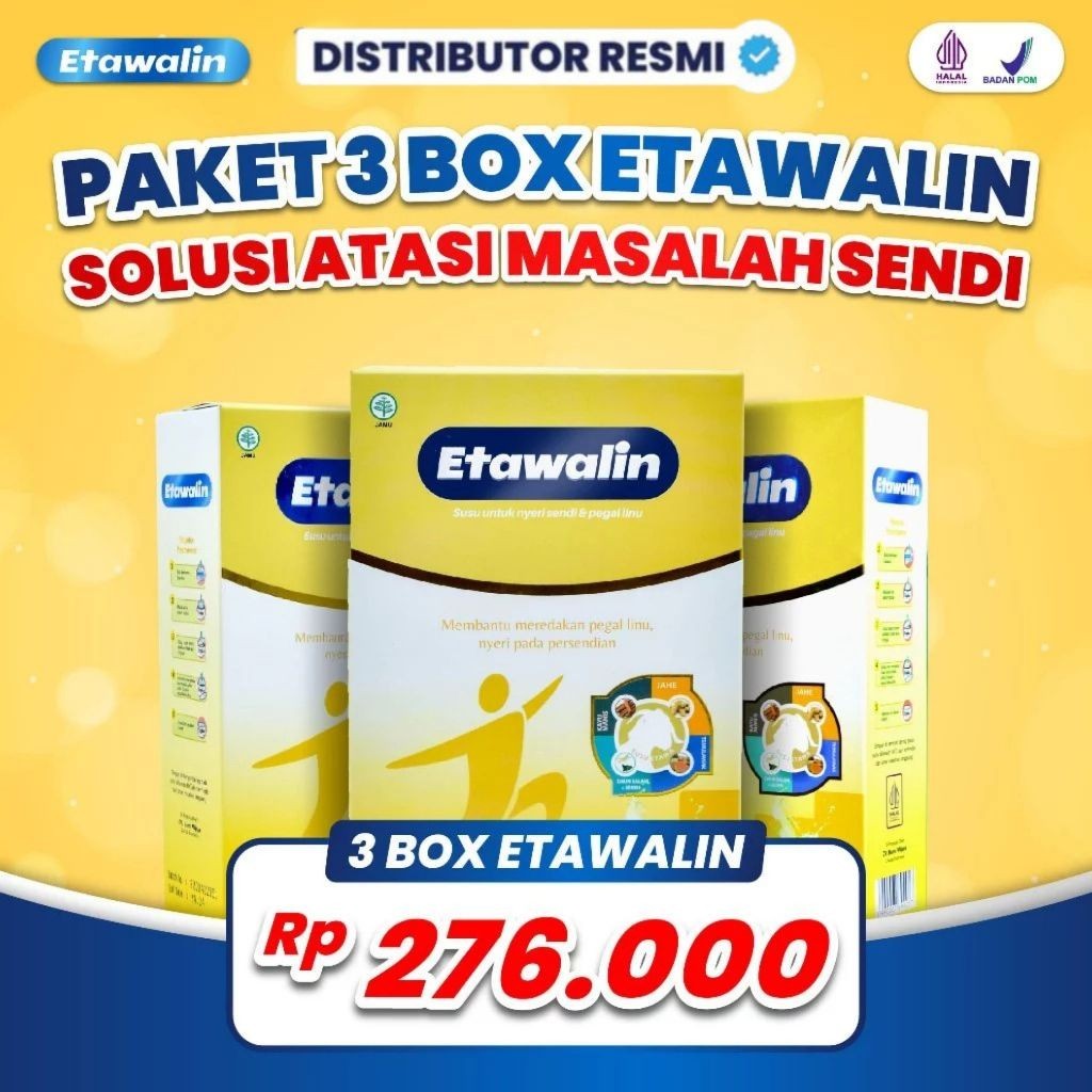 

Etawalin Susu Herbal Ampuh Atasi Asam Urat Nyeri Sendi Pegal Linu Rematik Kepadatan Tulang 3 Box