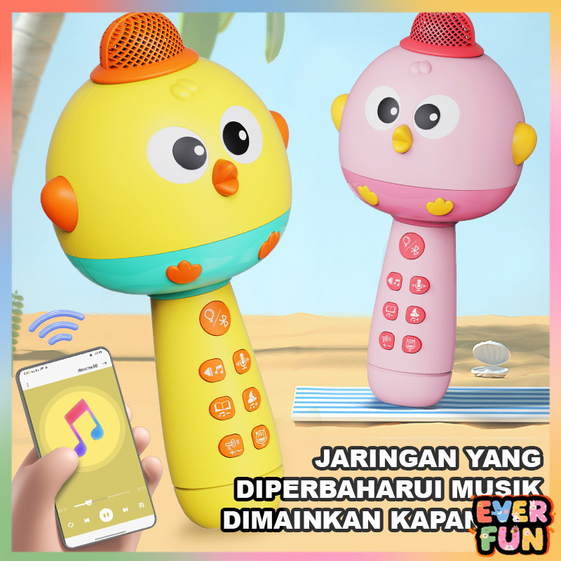 Mikrofon Nyanyi Anak, Mikrofon Bluetooth Wireless dengan Speaker, Mainan Karaoke Anak Perempuan Bayi