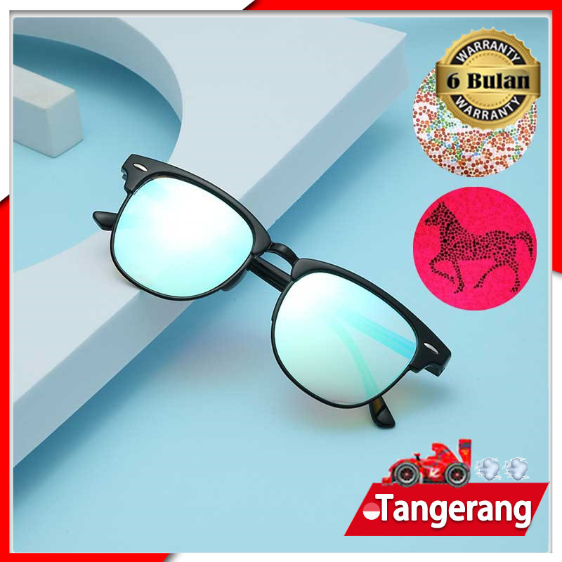 Kacamata Buta Warna Parsial Kacamata Koreksi Buta Warna Hijau Merah Bingkai Persegi Panjang Unisex