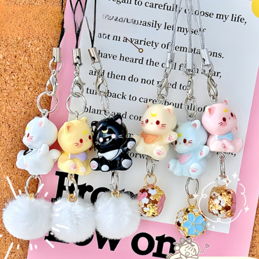 GANTUNGAN KUNCI KYCHAIN LUCU MOTI KUCING CUTE KAWAII UNTUK TAS, STRAP HANDPHONE DLL