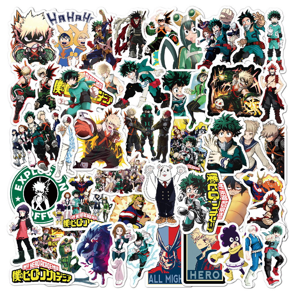 

10/30/50pcs My Hero Academia Stickers Deku Uraraka Anime Sticker Laptop Skateboard Bike Phone Waterproof Characters Decals Toys