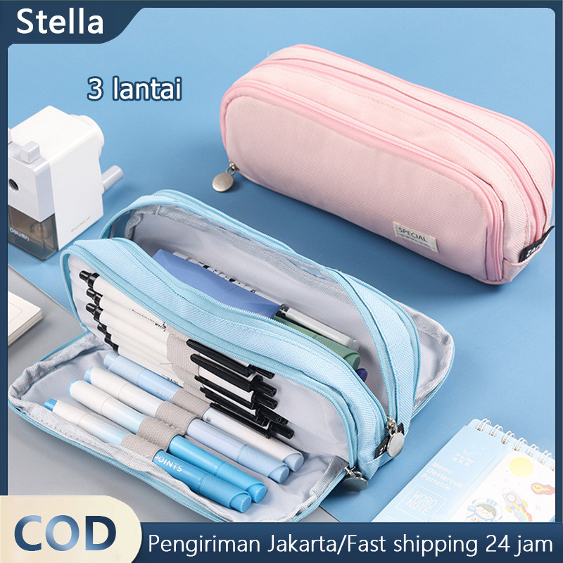 

Kotak Pensil Large Capacity 3 Compartment Pouch Pen Bag Double Side Opening Tas Tempat Pensil Organizer Alat Tulis Siswa Kantor Perlengkapan