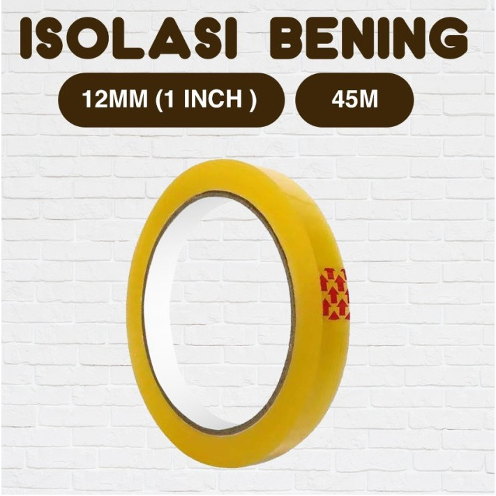 

Lakban /Solatip/ Isolasi Bening 45M 1/2 inch 12mm x 50 Yard 45micron