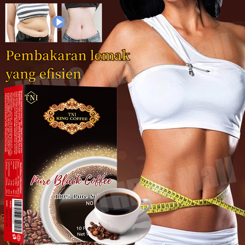 

TNI KING COFFEE Pure Black Coffee Instant Slimming coffee 3g x 10pcs Kopi Diet Enzim Pelangsing Tubuh Penghancur Lemak Hitam Black Coffee Instan Premium Original Sugar Free