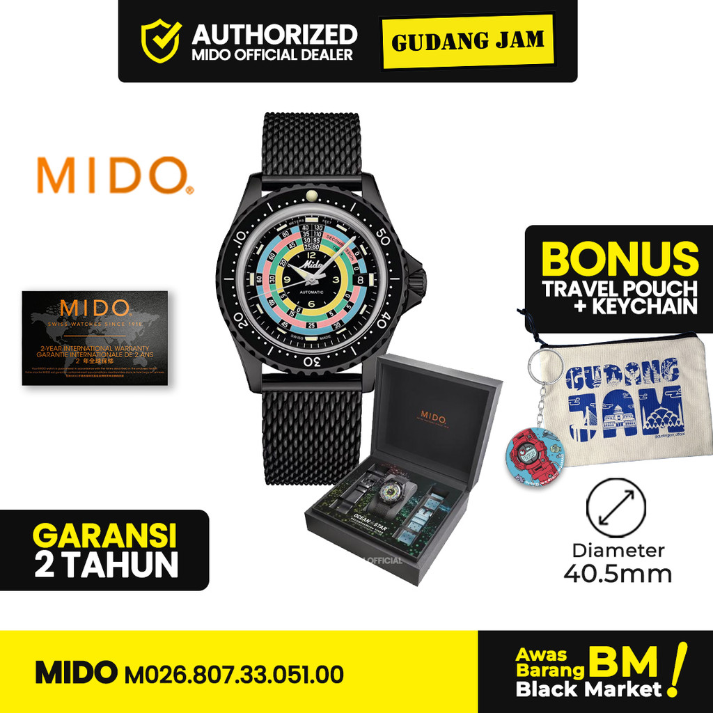 Jam Tangan Mido Pria M026.807.33.051.00 Ocean Star Decompression Timer 1961 Analog Garansi 2 Tahun