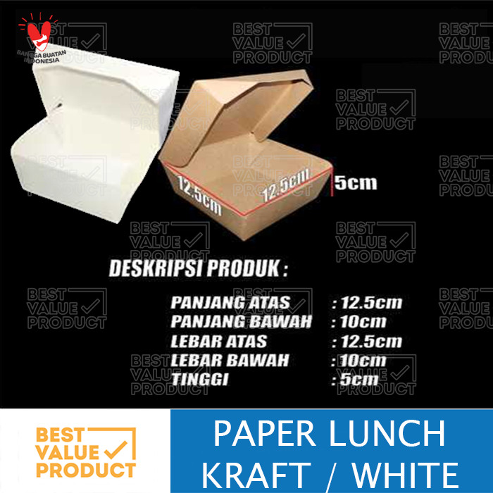 PAPER LUNCH BOX S BAHAN KRAFT IVORY WHITE LUNCH BOX S