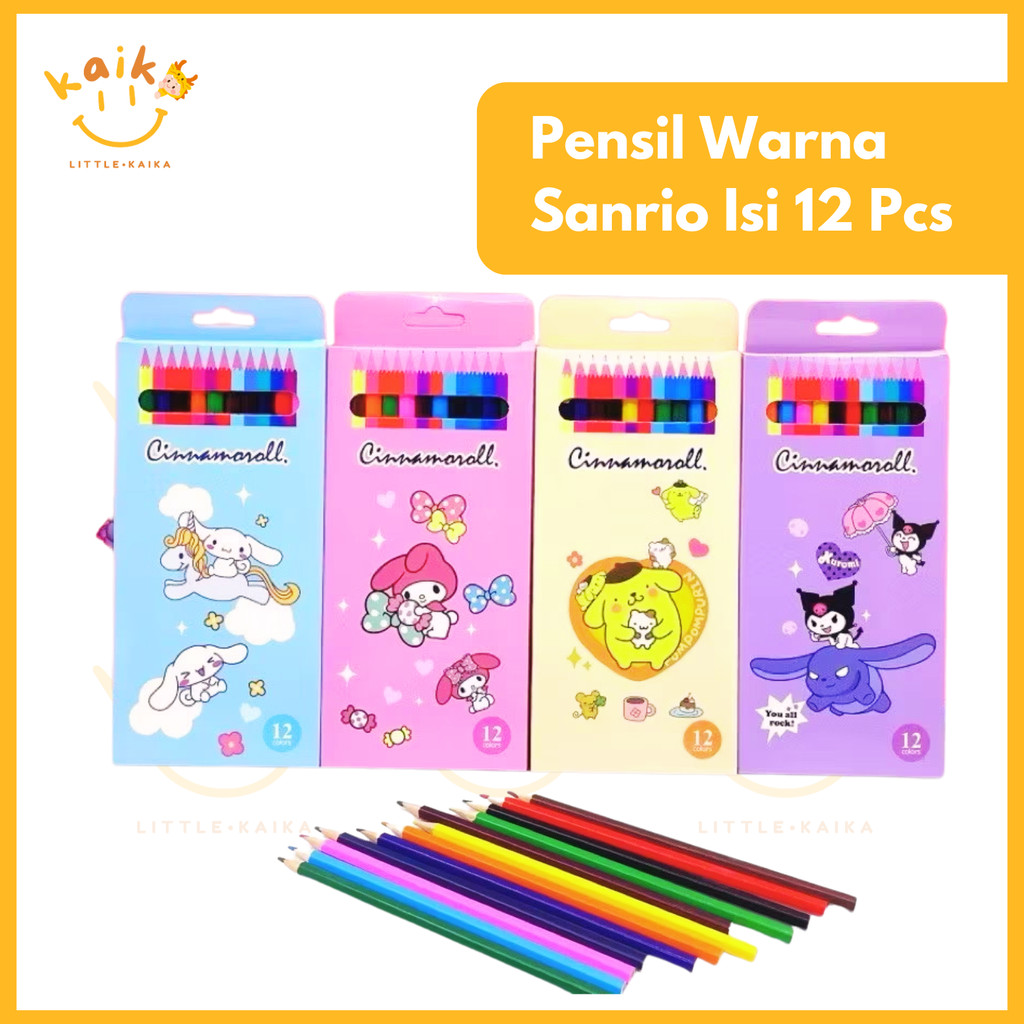 

LITTLE KAIKA | AT33 Pensil Warna Sanrio isi 12 Pcs Warna Pensil Mewarnai Menggambar Anak Perempuan TK SD