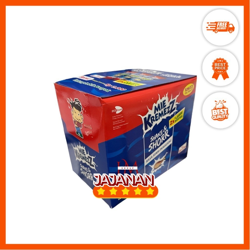 

Mie Kremezz Shake & Shorr 1000 1 Box Isi 20+1 pcs @16gr Jajanan Termurah