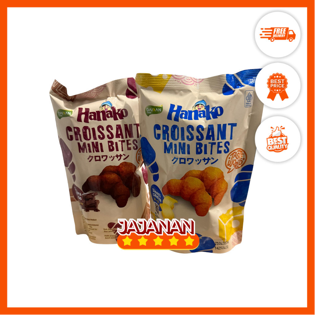 

Hanako Croissant Mini Bites Cemilan Rasa Cokelat/Keju 18gr Jajanan Termurah