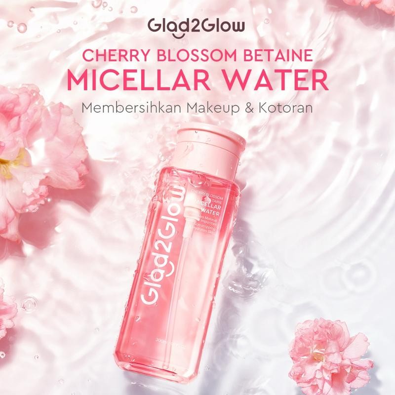 

[READY STOCK] Glad2Glow Cherry Blossom Betaine Micellar Water 300ml - Micellar Water Glad2Glow