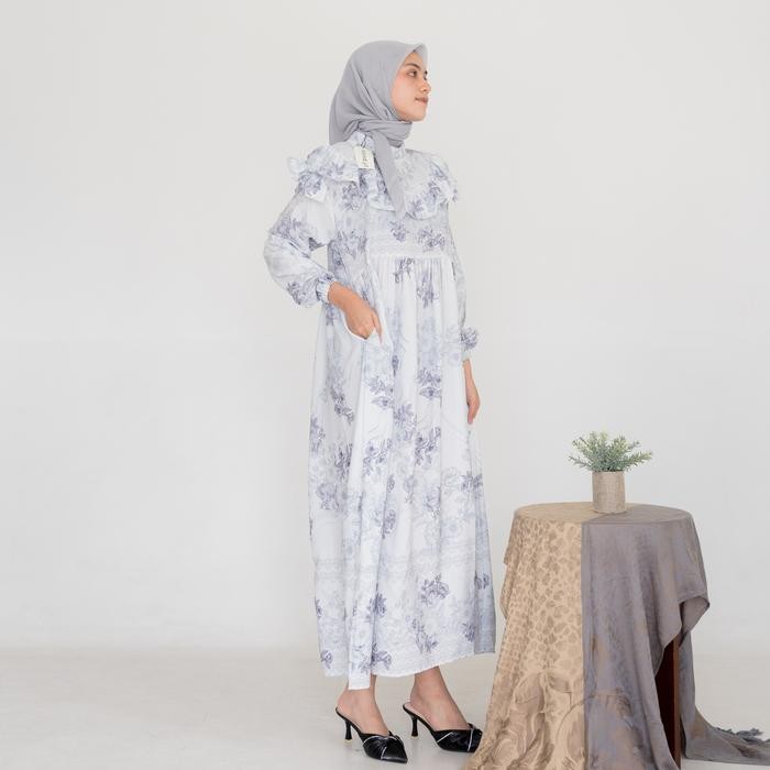 Dress Wanita Hijab Korean / Maxi Korea Bunga / Gamis Panjang Flower P.168 - GAMIS Mauve