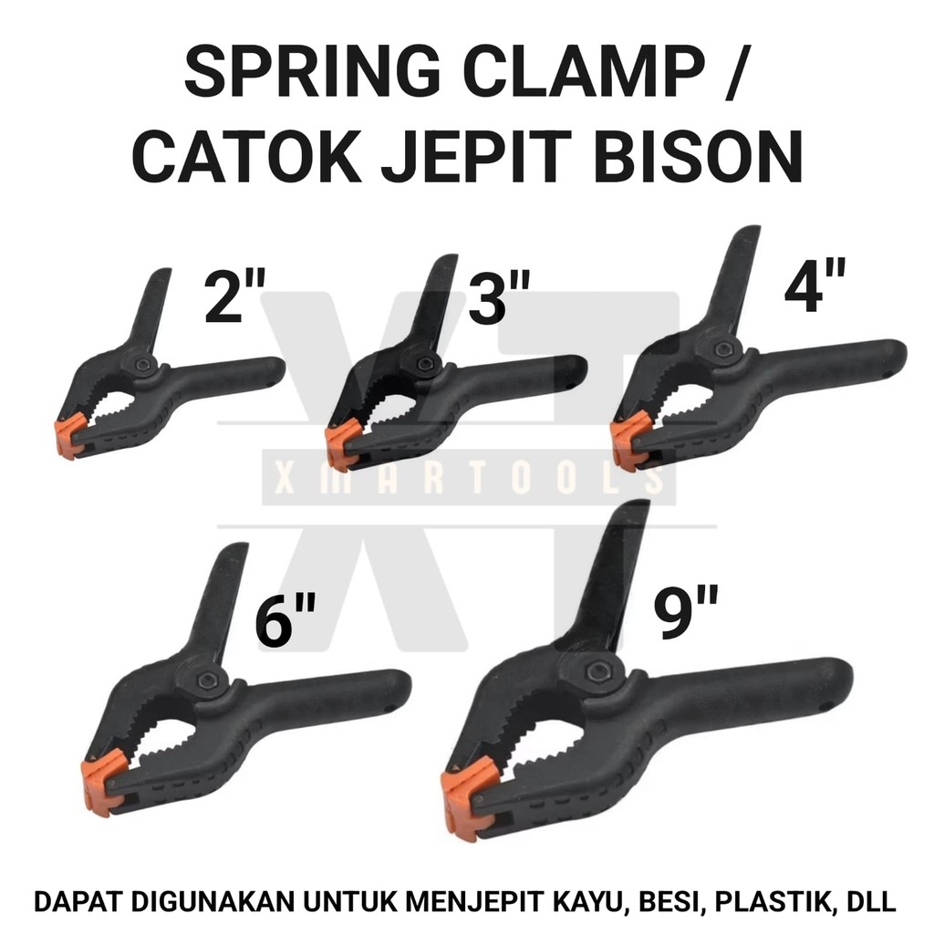 Spring Clamp Klem BISON 2" 3" 4" 6" 9" - Alat Penjepit Kayu Besi Plastik - Klip Jepit Background Fot