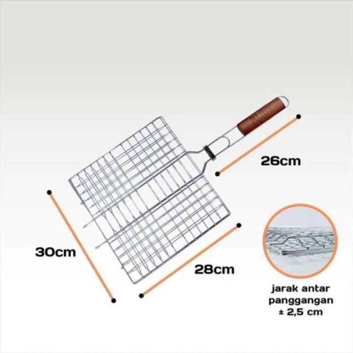 Ruby Panggangan Ikan Stainless Jepit Panggangan Ikan Tebal - Size S, Panggangan ikan