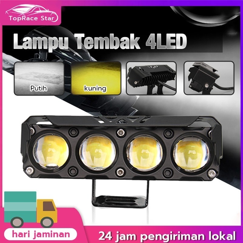 Lampu Tembak sorot Led sql 4 Mata 8d 12-80 Volt plus dekat kuning putih Mobil Truck Fuso Tronton INN