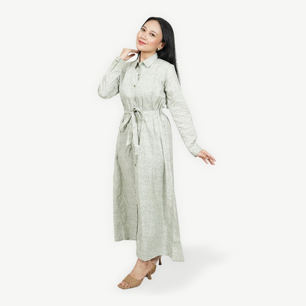 Puricia Inaayah Dress Muslim Gamis Wanita Terbaru Motif Bunga PGF25974ABU Abu