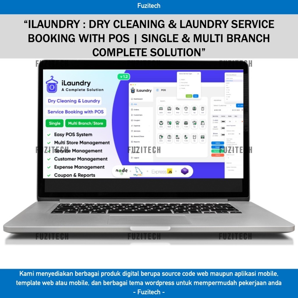SOURCE CODE APLIKASI WEB ILAUNDRY : DRY CLEANING & LAUNDRY SERVICE BOOKING WITH POS | SINGLE & MULTI