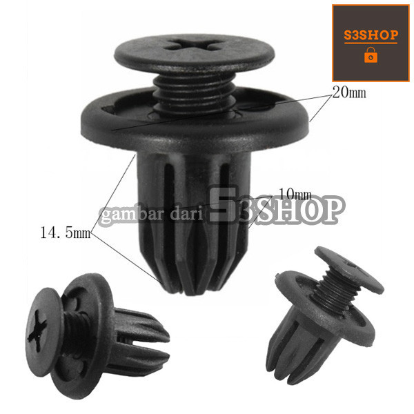 KC10A Baut Klip Kancing Cengkeh Rivet Fender Bumper Honda Universal 10mm