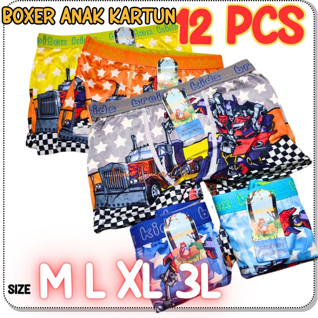 1 Lusin Boxer anak cowo bergambar karakter Boxer Anak Laki Laki