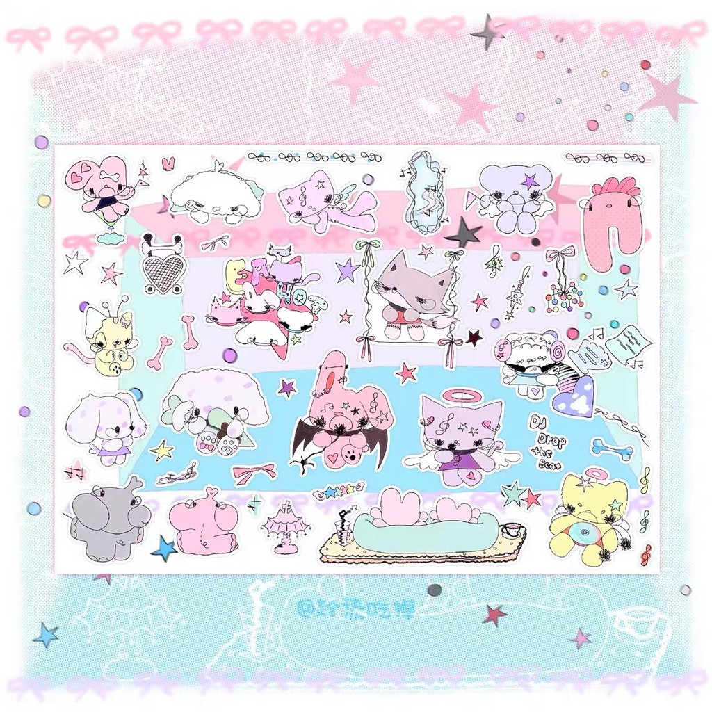 

Zoo animals cartoon sticker hand account sticker