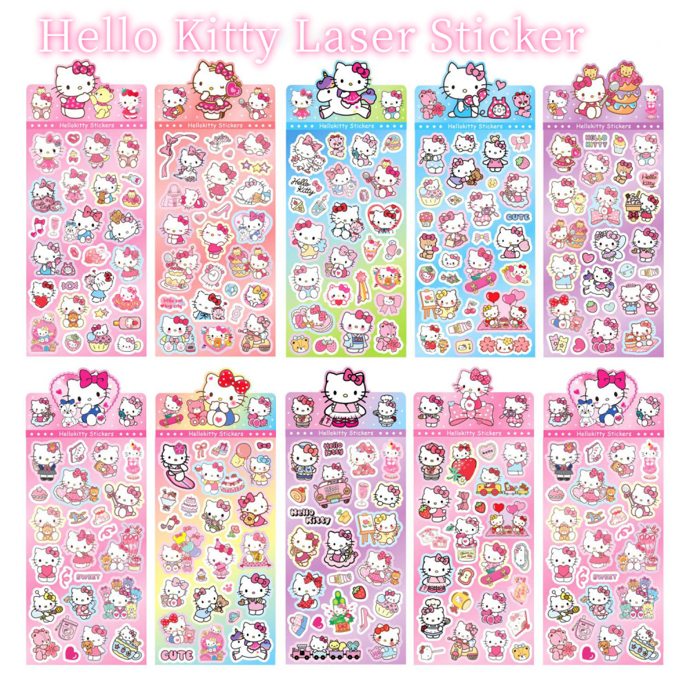 

20Pcs Kawaii Sanrio Hello Kitty Anime Sticker Cartoon Laser Diy Stickers Phone Laptop Water Bottle Decoration Stickers Kids Toys