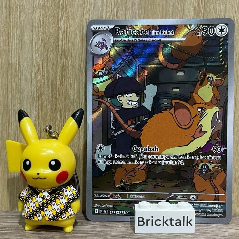 Kartu Pokemon TCG Raticate Tim Roket AR sv10s 153/138 , Kehadiran Juara team Rocket Trading Card Gam