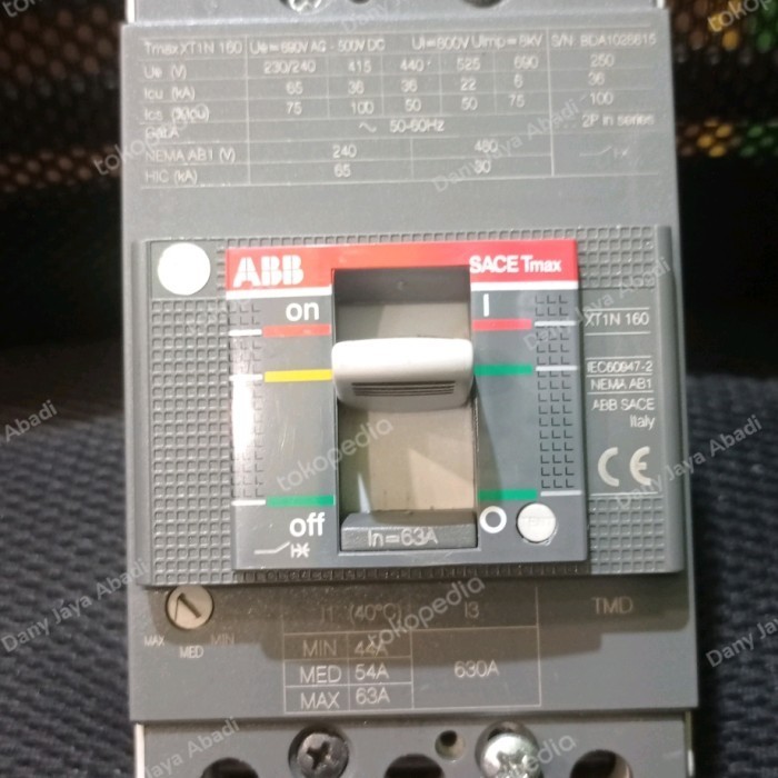 mccb abb Tmax XT1N 160 3p 63a sace TmaxXT1N 160