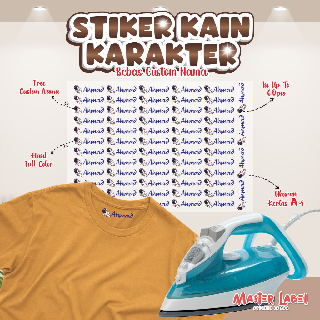 

stiker nama kain KARAKTER A4 stiker nama sablon stiker nama setrika strika stiker nama karakter stiker nama custom label nama kain label nama baju stiker nama baju stiker nama custom baju