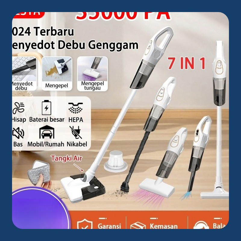2024 Vacum Cleaner 35000PA 7 IN 1 Penyedot Debu Portabel Tanpa Kabel Multifungsi Mobil/Rumah