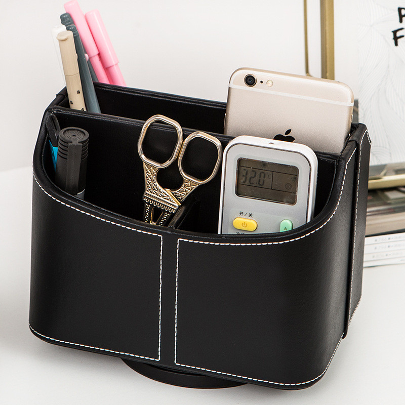 

High-end Multifunctional Desktop Stationery Storage Box Cosmetics Storage Tray Leather Entrance Key Change Storage Tray