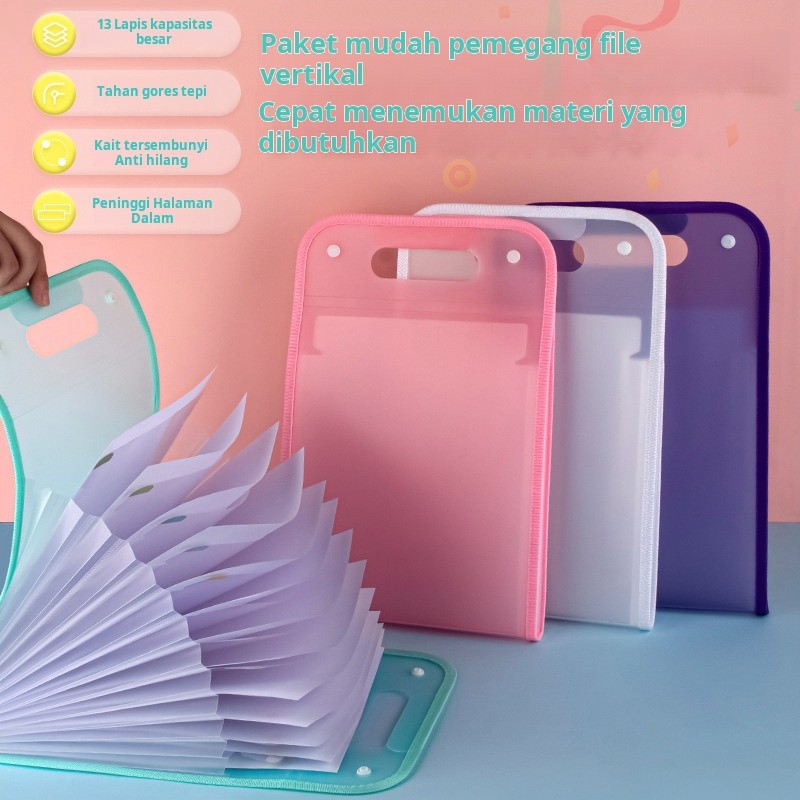 

Tas akordeon tepi vertikal portabel A4 tas penyimpanan kertas ujian siswa tas penyimpanan informasi folder berkapasitas besar