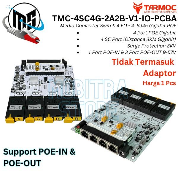 Tarmoc TMC-4SC4G-2A2B-V1-IO-PCBA | Media Converter 4 FO 4 LAN / 4FO 4LAN 4SC 4LAN 4 SC 4 LAN Gigabit
