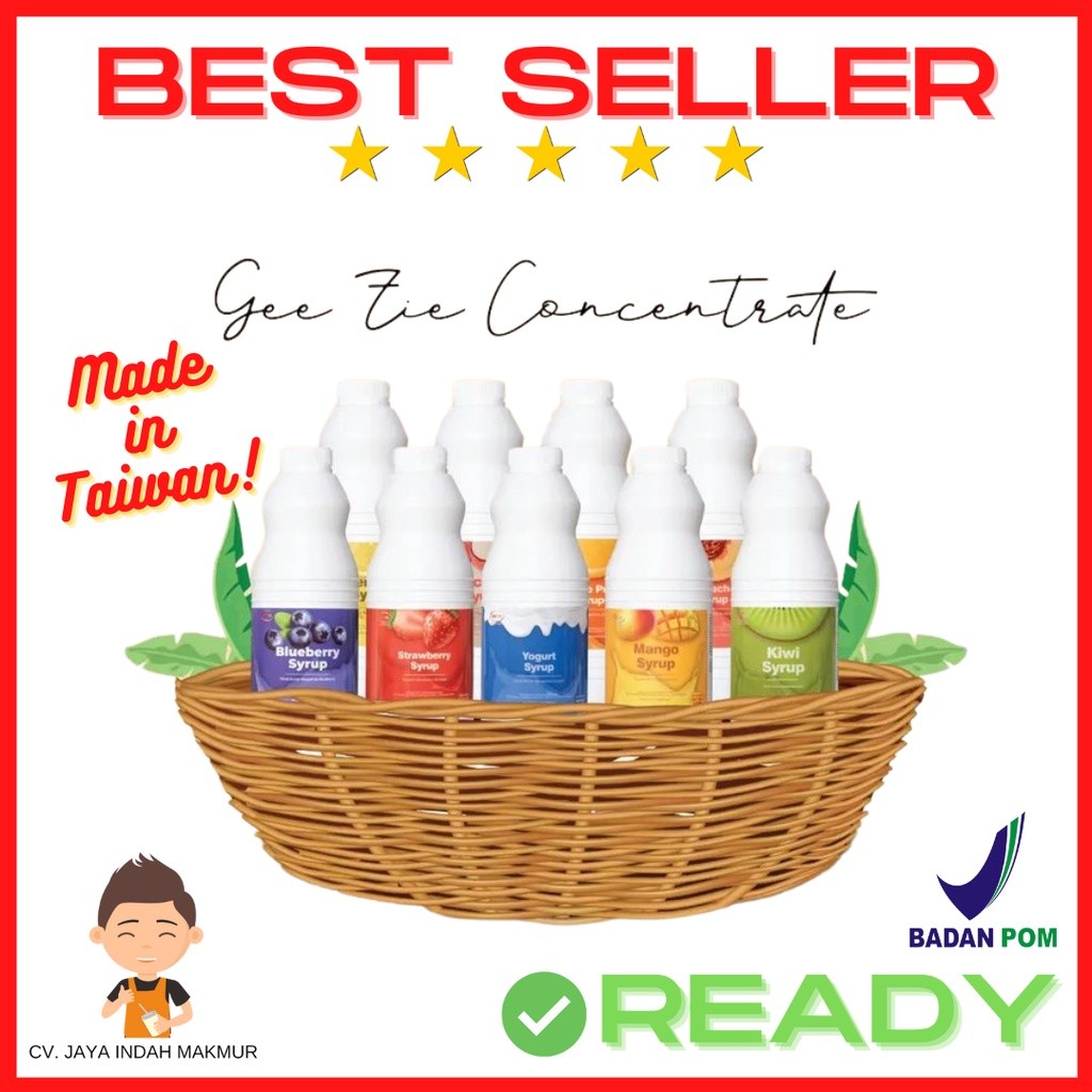 

Juice Concentrate & Syrup Gee Zie 1.2 kg HALAL BPOM Strawberry Mango Lychee Yogurt Blueberry Peach Passion Fruit Kiwi Lemon Orange Pulpy