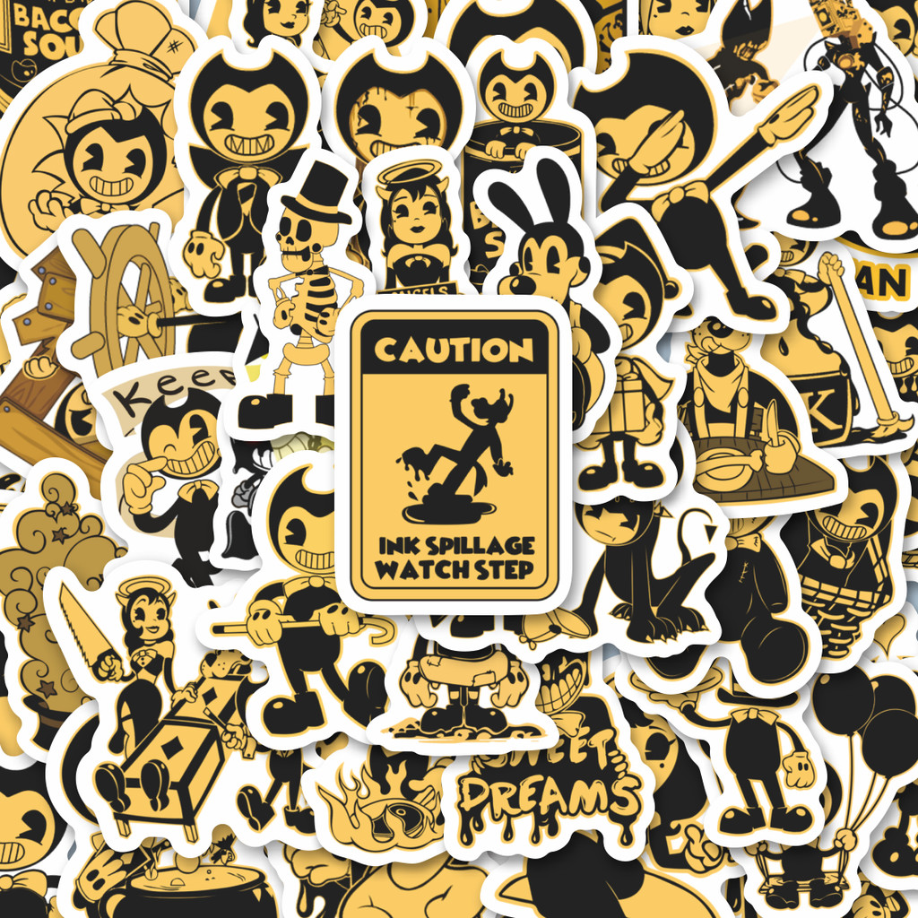 

100PCS Lucu Stiker Kartun Bendy and the Ink Machine Stiker Aesthetic Stiker Anti Air Stikers Berperekat Waterproof sticker decal buat Motor Helm Buku Journal Koper Casing HP Laptop Botol Minum Hadiah anak
