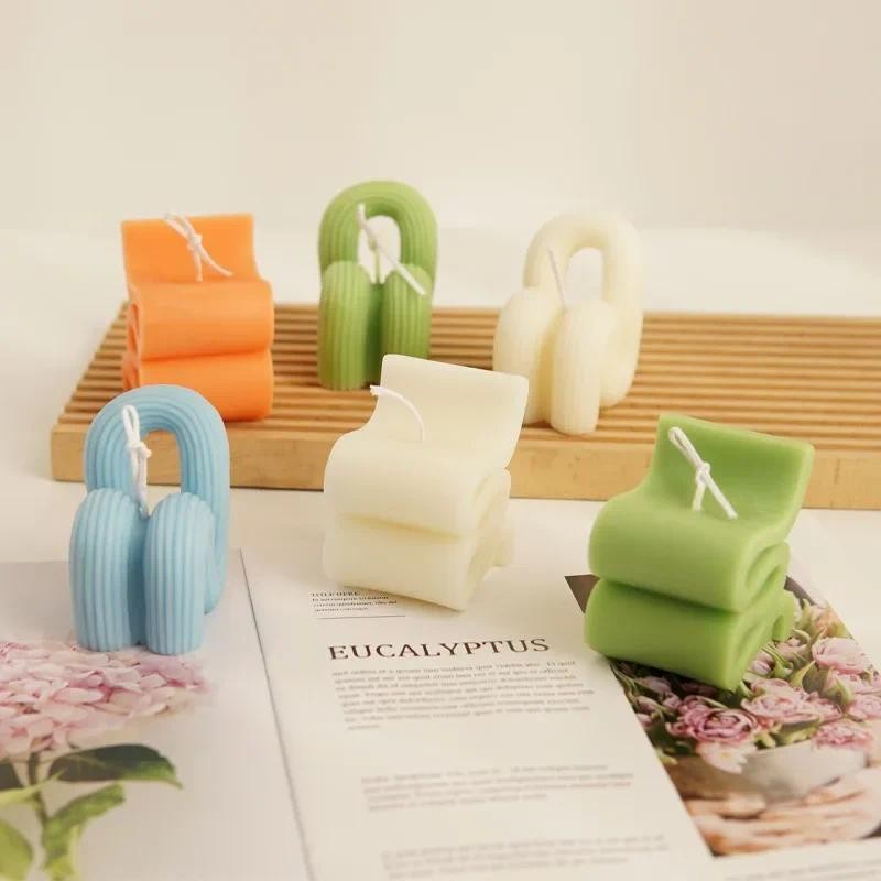 

Creative Twisted Stripe Sofa Chair Silicone Mold DIY Handmade Aromatherapy Candle Plaster Resin Soap Making Kit Home Decor Gift