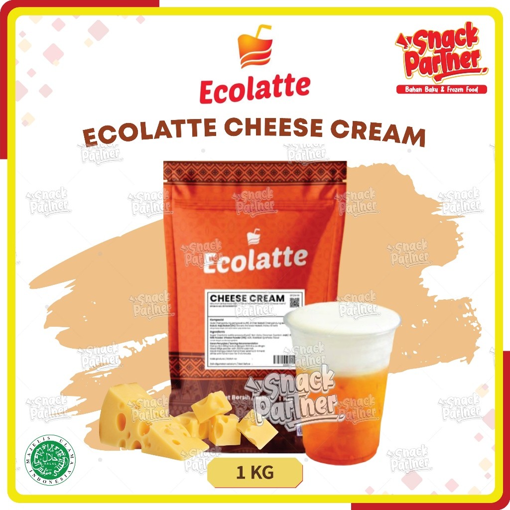

ECOLATTE CHEESE CREAM Instant Powder 1 KG - Topping Toping Bubuk Foam Keju Minuman Teh Susu Coklat 1KG