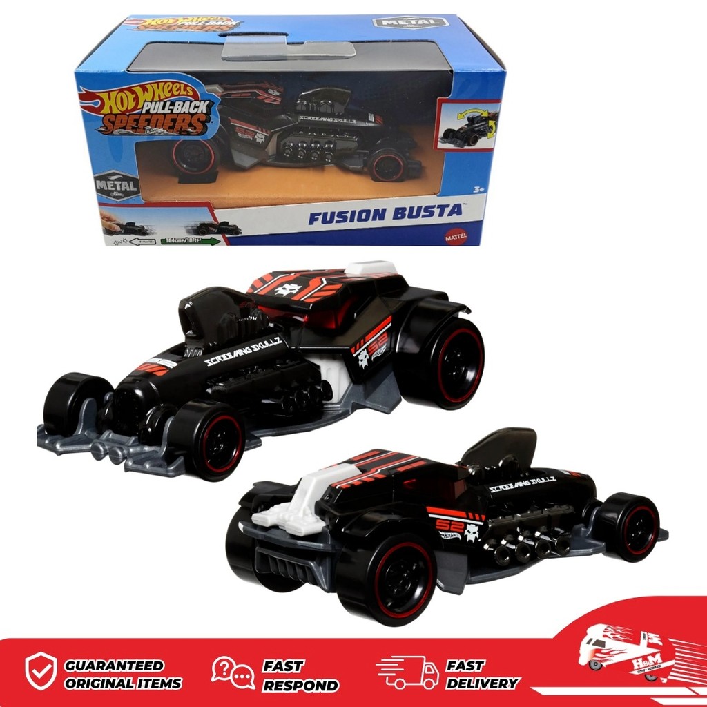 Hot Wheels Pull-Back Speeders Fusion Busta Htam 1:43 Diecast - HPR70