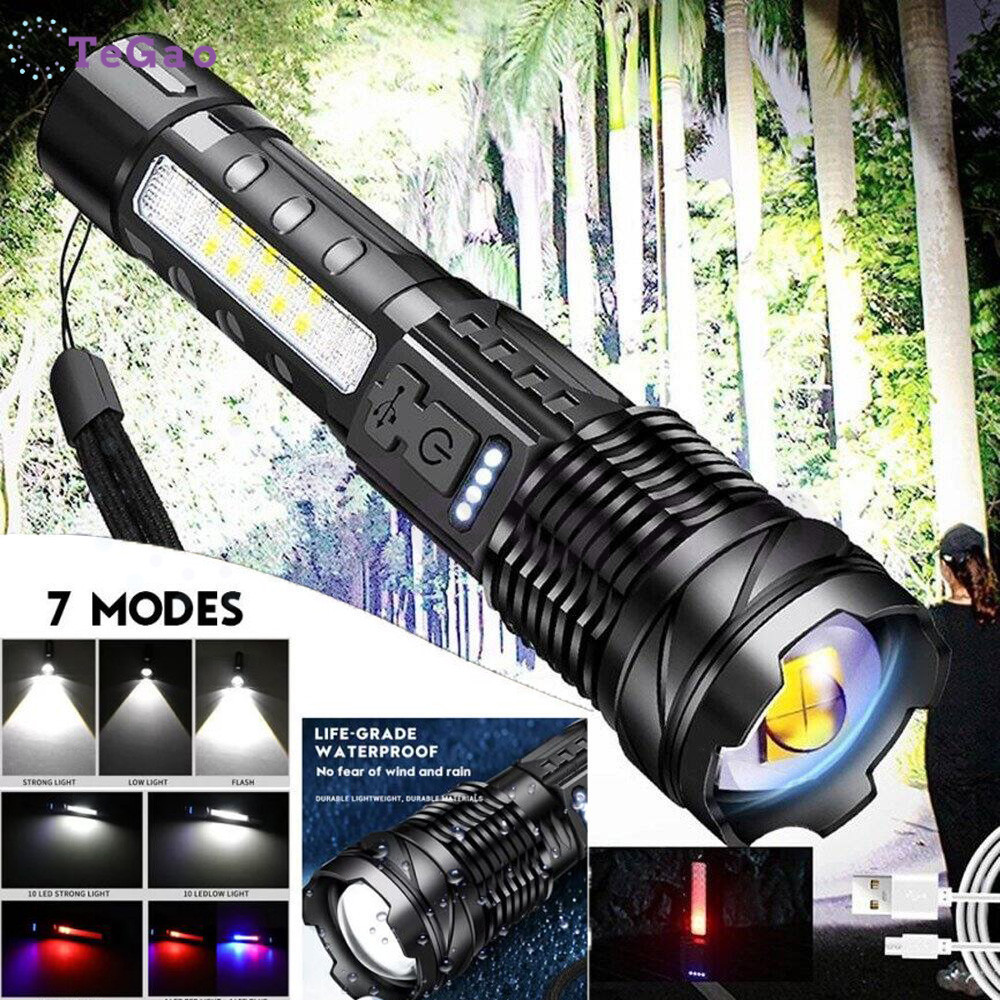 AXAYANSHOP Senter Swat Police Terbaik / zoom 7 mode cahaya senter/Senter Led Rechargeable /Senter le