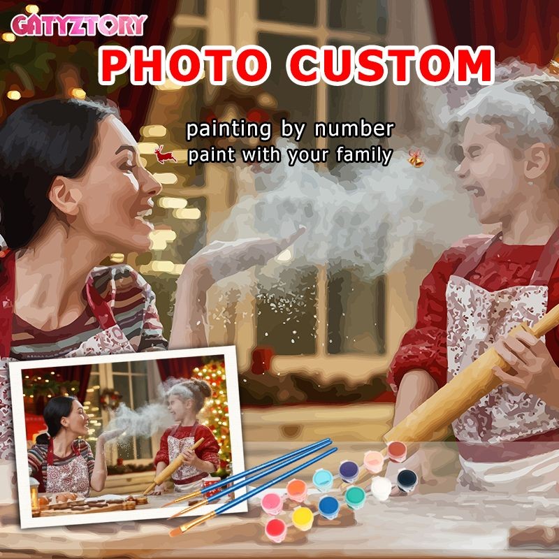 

GATYZTORY Personalised Paint By Numbers Photo Custom DIY Oil Painting By Number Portrait Family Pets Picture Drawing Canvas