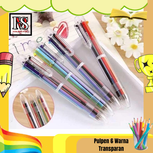 

Six Color-in-One Best Stationary Pen/Pulpen 6 Warna Transparan Pen /Cute multi-color ballpoint pen/Pulpen 6 Warna Transparan Import /Pulpen Ballpont Six-in-One Color