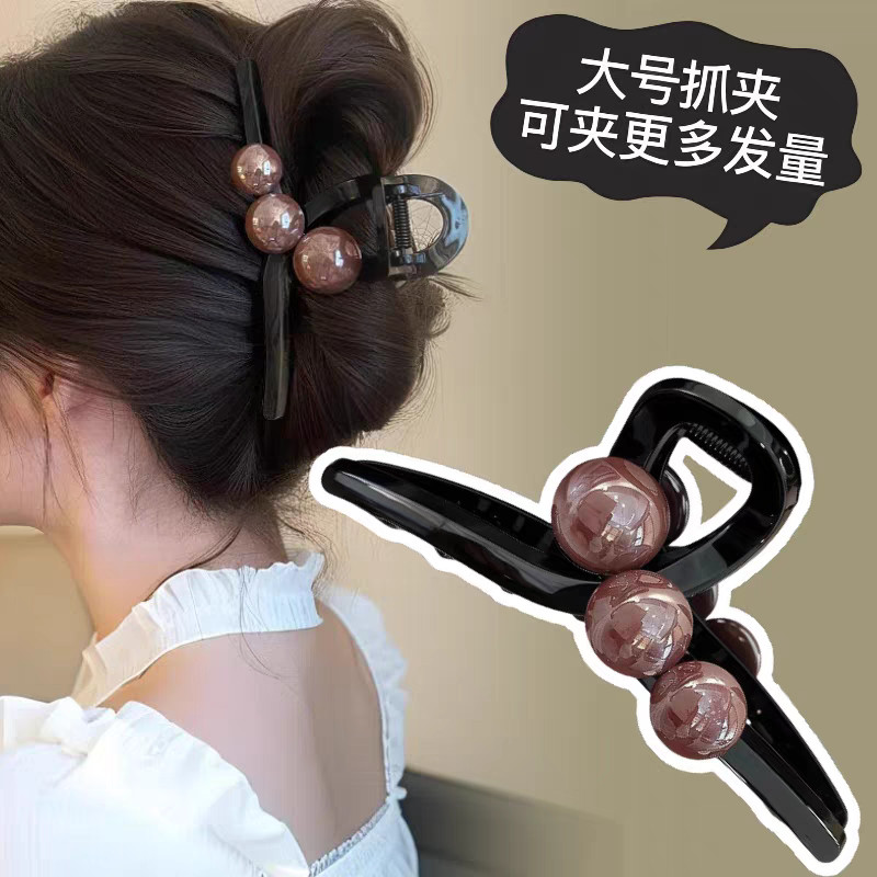 NINGNING HE018 Jepit Rambut Mutiara Ukuran Besar Wanita | Model Baru 2025, Gaya Elegan, Cocok untuk 