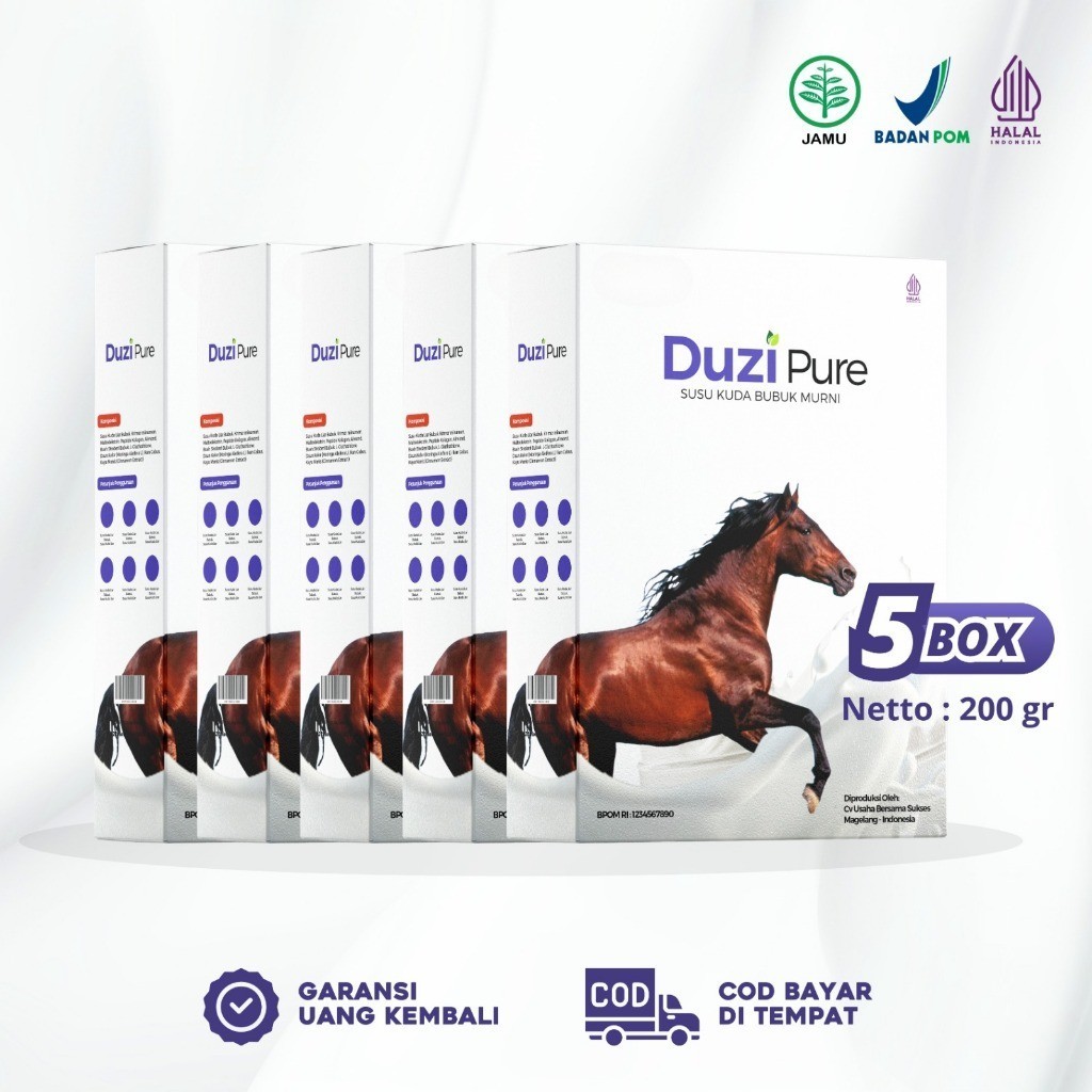 

Duzi Pure Susu Kuda Kolostrum Untuk Tulang, Nyeri Sendi & Asam Urat Paket 5 Box