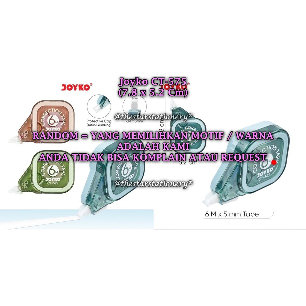 

(1 Biji) GROSIR Correction Tape JOYKO CT-575 (6Mx5mm) / Pita Koreksi Joyko CT-575 (1 Biji)