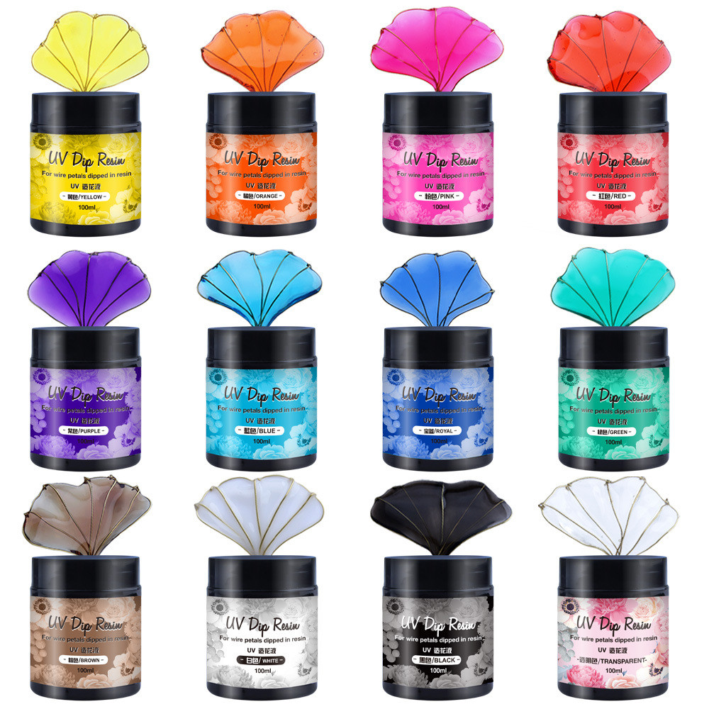 

40/100ml UV DIP Resin Glue Quickly Drying Crystal Flower Making Liquid For Wire Metals Dipped Crystal Headdress Jewelry Making