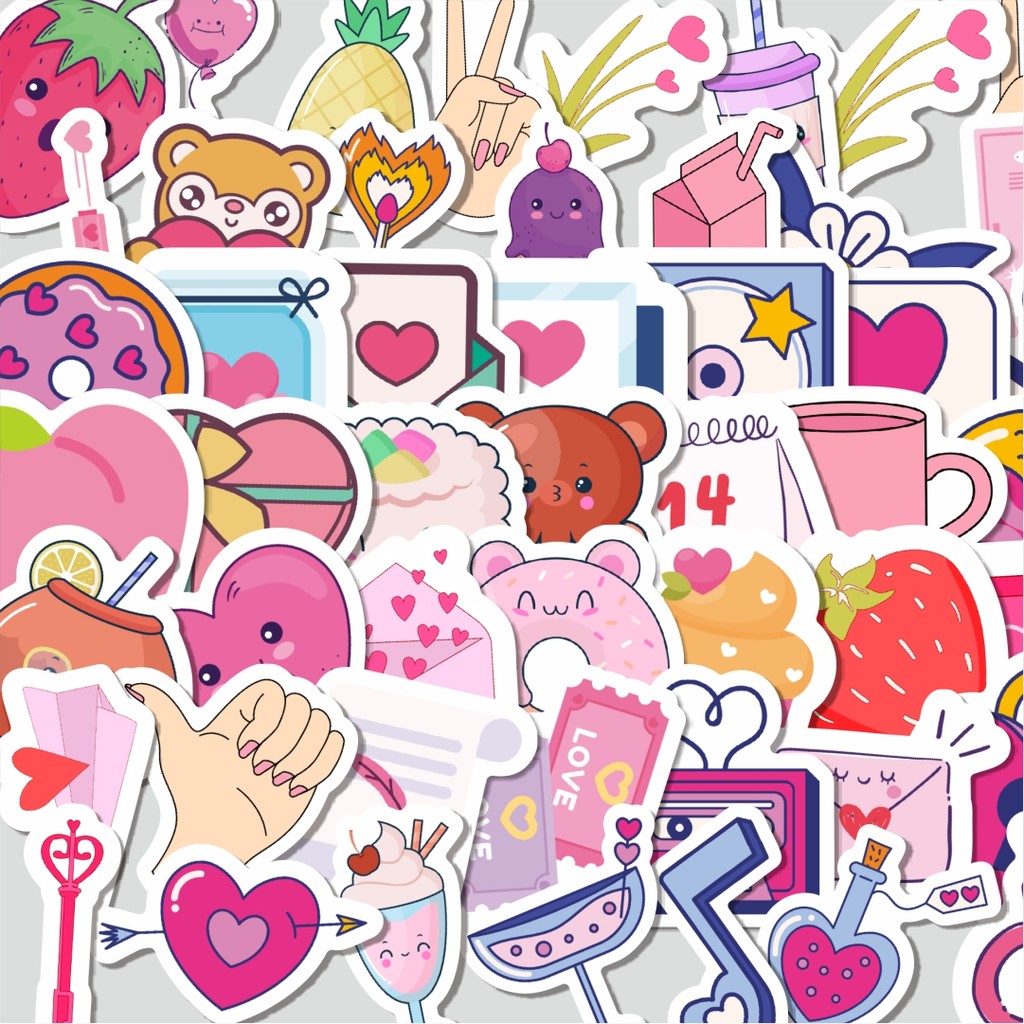 

Stiker Cutting Pack Stiiker Kartun Kawaii Warna Pink Isi 100Pcs Series Aesthetic Lucu Keren Untuk Koper Bahan Vynil