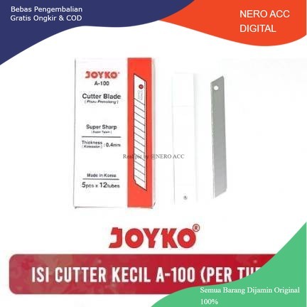 

Cutter Blade Refill Isi Pisau Pemotong Joyko A-100 1 Tube 5 Pcs