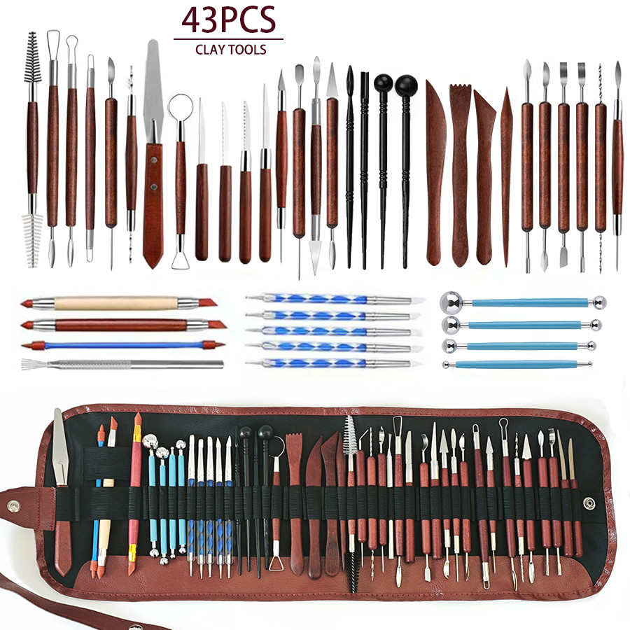 

43/24PCS Pottery Clay Tools Kit, Polymer Clay Sculpting Tools, Air Clay Tools Set for Ceramic Craft, Carving, Modeling, Shaping